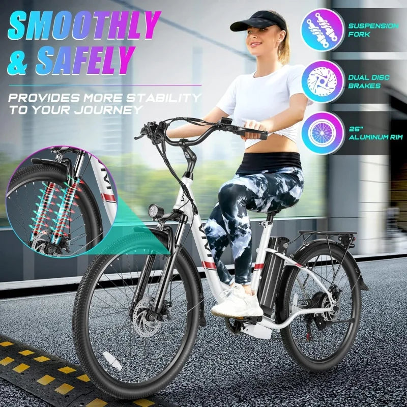 26'' Electric Commuter Bike 21.7MPH; 50 Miles Adult Electric