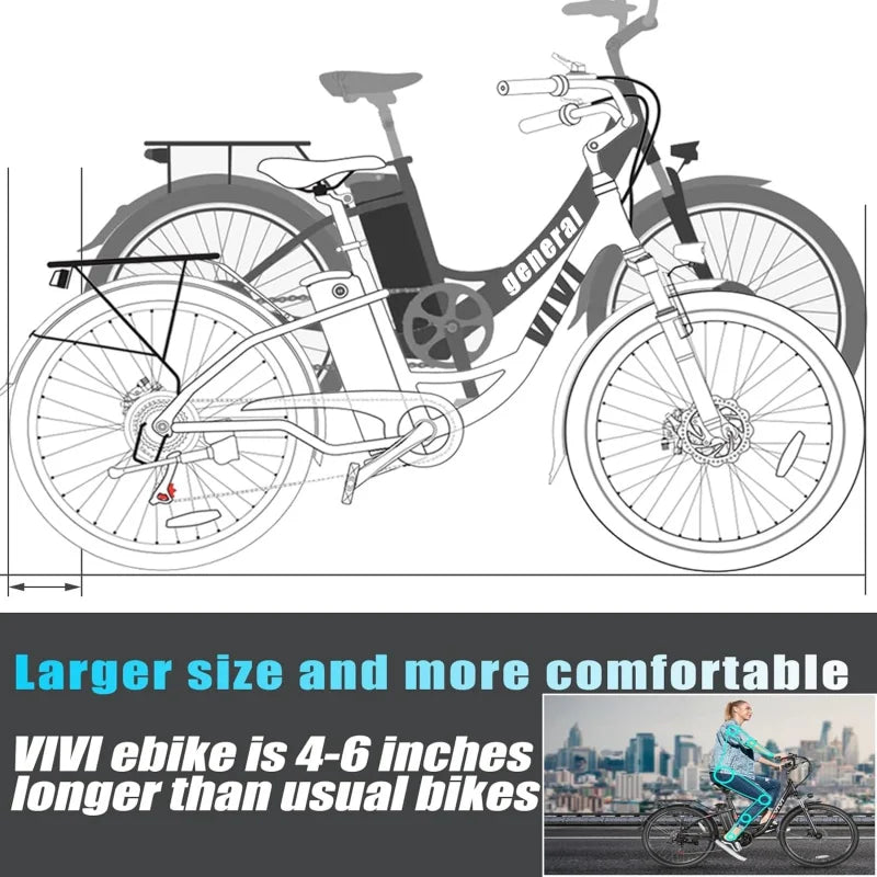 26'' Electric Commuter Bike 21.7MPH; 50 Miles Adult Electric