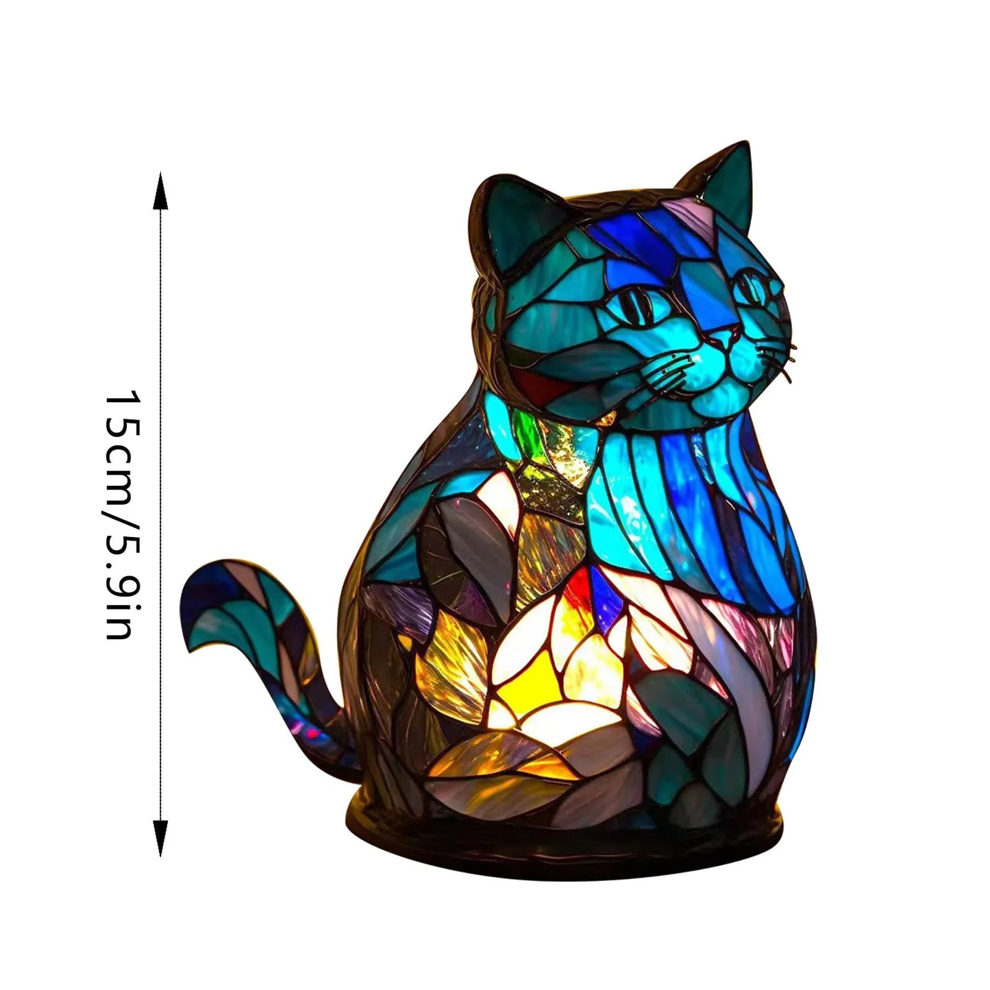 Home Decoration Desktop Lamp Cat Ornament Resin Figure