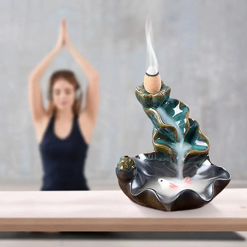 Backflow Incense Burner Ceramic Fountain Burner Holder