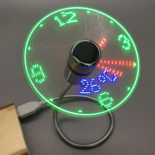 USB Gadgets Clock Fans RGB LED Night Light Real Time Temperature Display Metal Mini Fan DC5V USB Hand Fan for Laptop PC Notebook