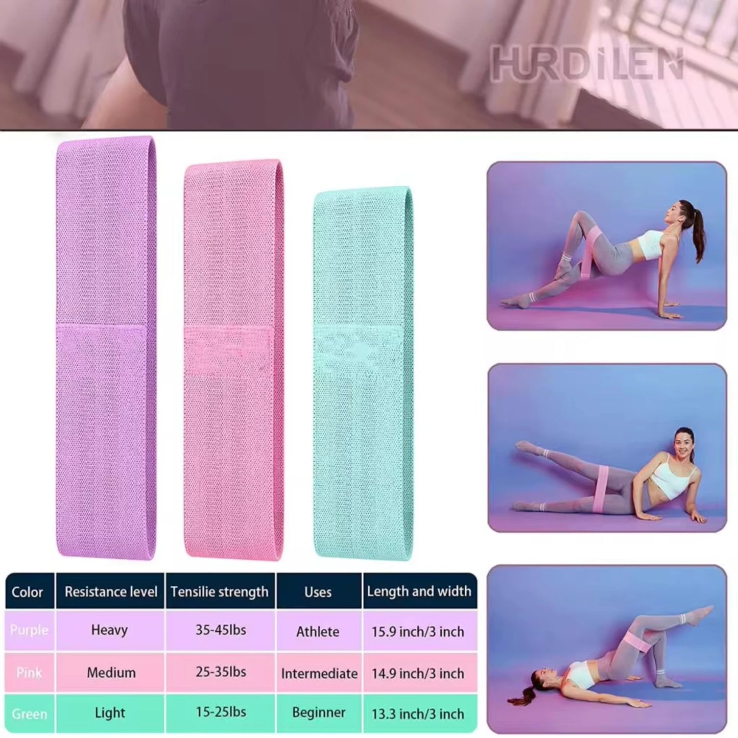 New Elastic rubber resistance bands for yoga and gym workouts