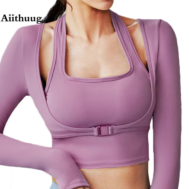 Padded Gym Long Sleeve Women Yoga Shirts