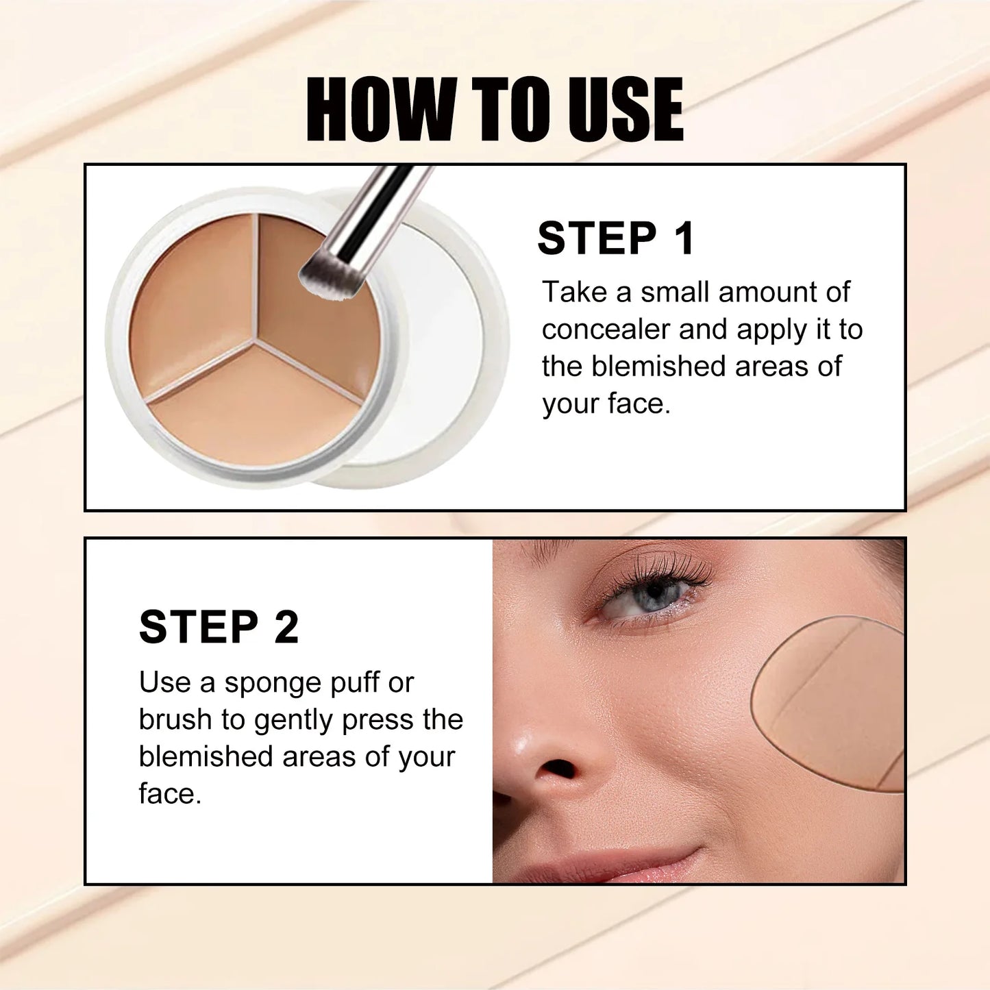 Three Color Partition Beauty And Health Facial Concealer