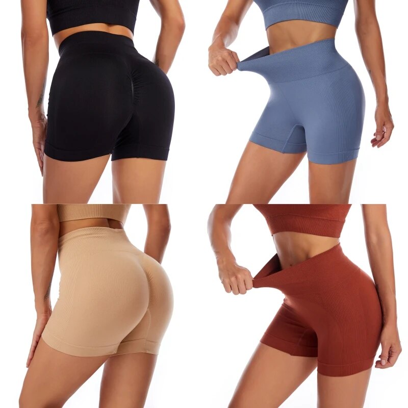 Soft Nylon Fitness High Waist Yoga Sport Shorts