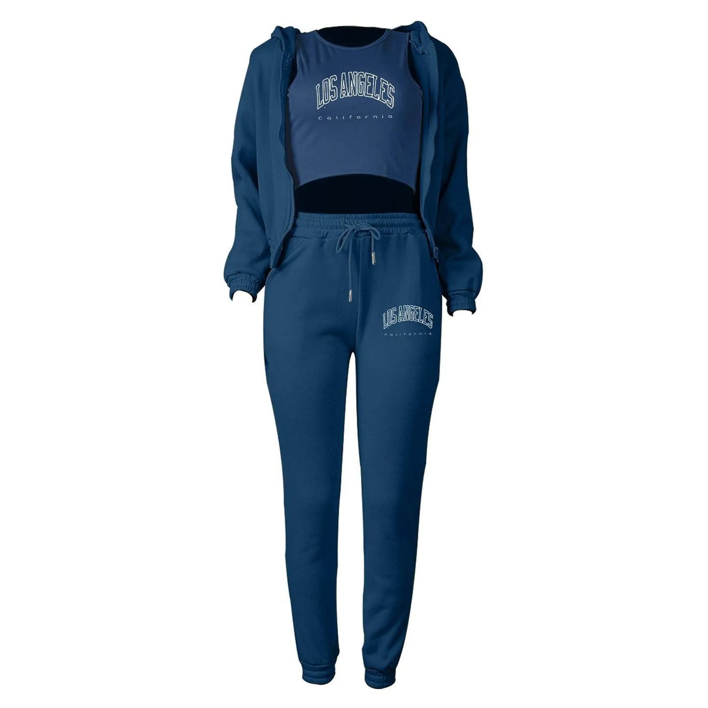 Women's Hooded Sweatshirt+Tank Top+Pants Set