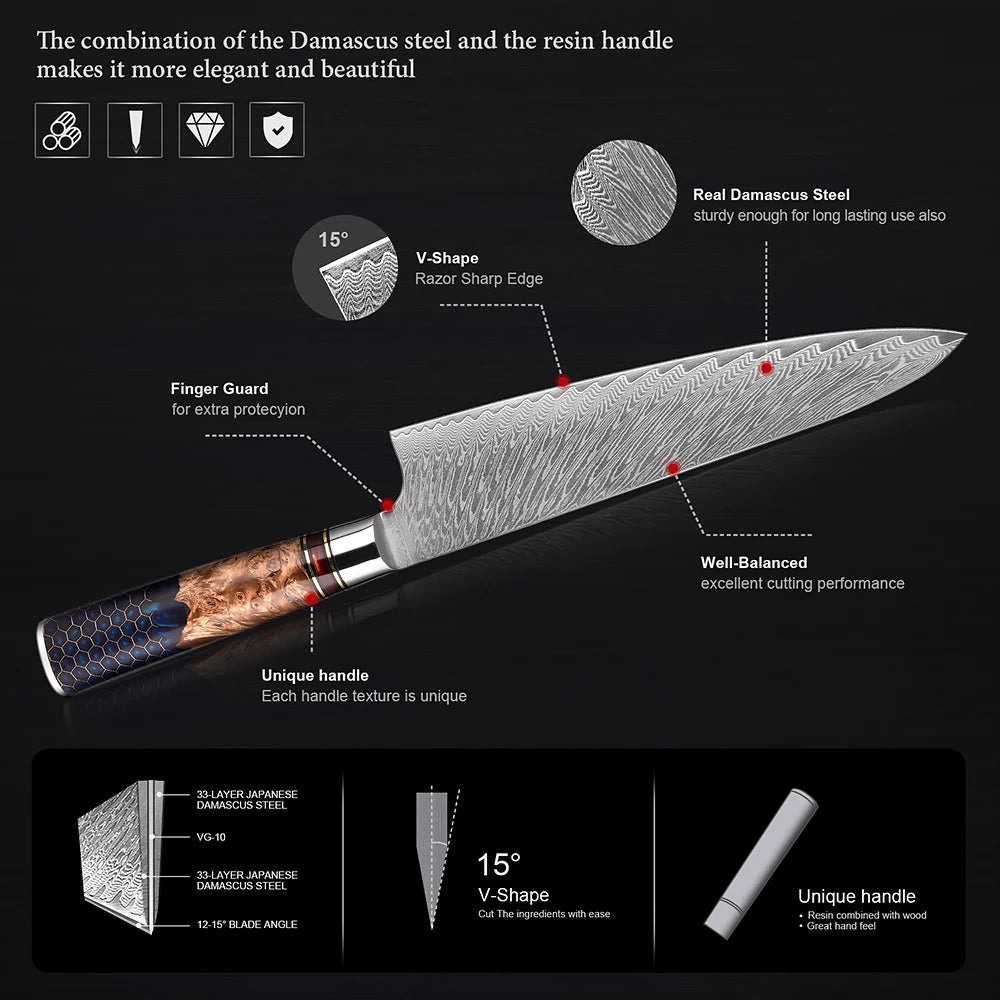 Damascus Steel Chef Kitchen Knives Set