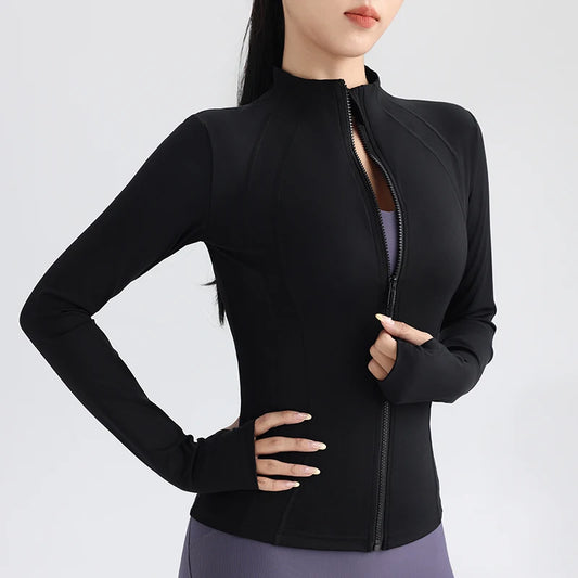 Gym Women's Full Zip Yoga Top With Thumbholes