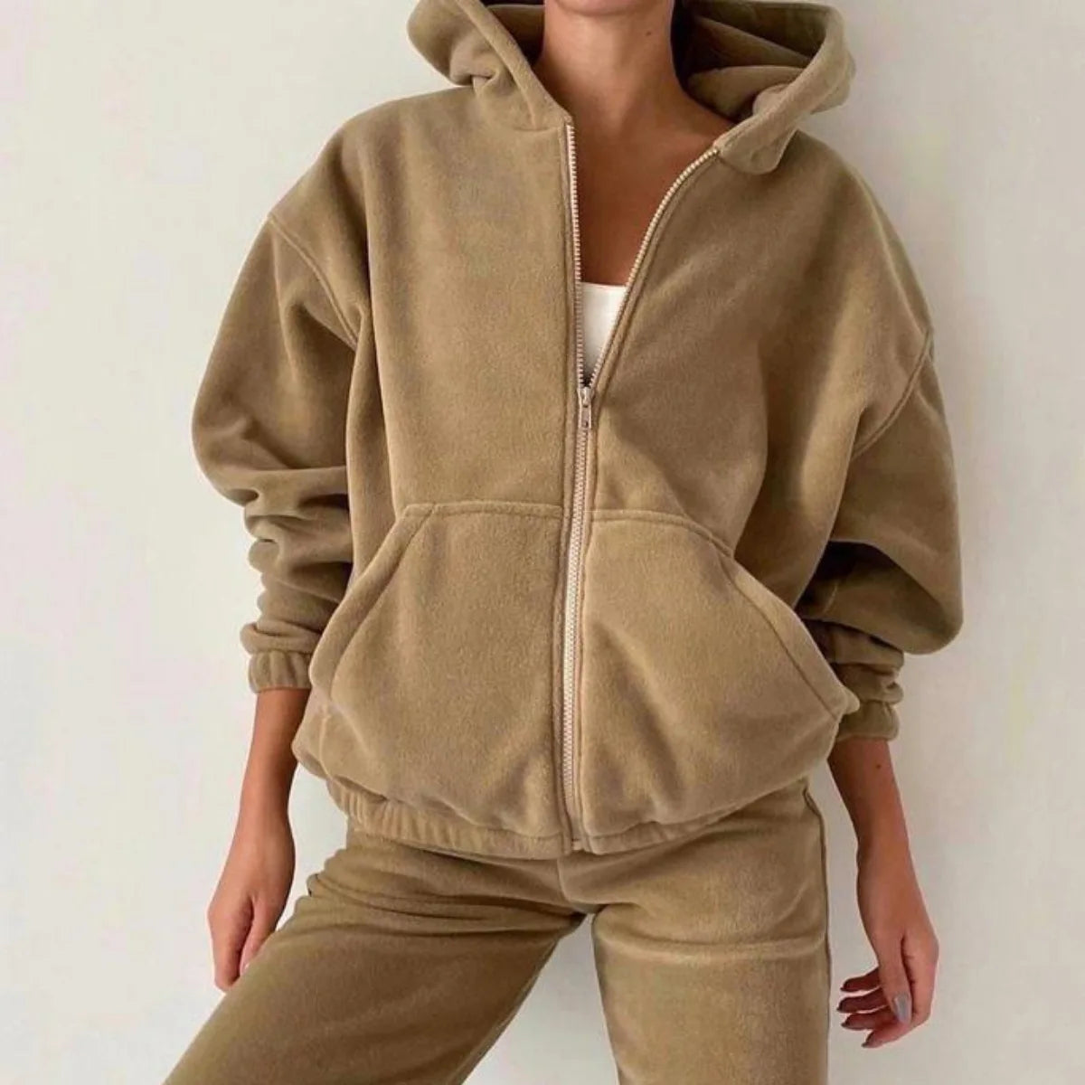 Winter Two Piece Set Women Hooded Tracksuit