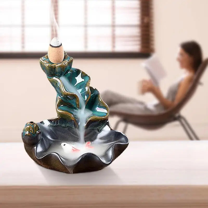 Backflow Incense Burner Ceramic Fountain Burner Holder