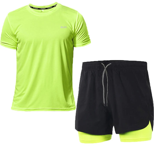 Men's Quick Dry T-Shirts+Short Summer Sportswear Tracksuit