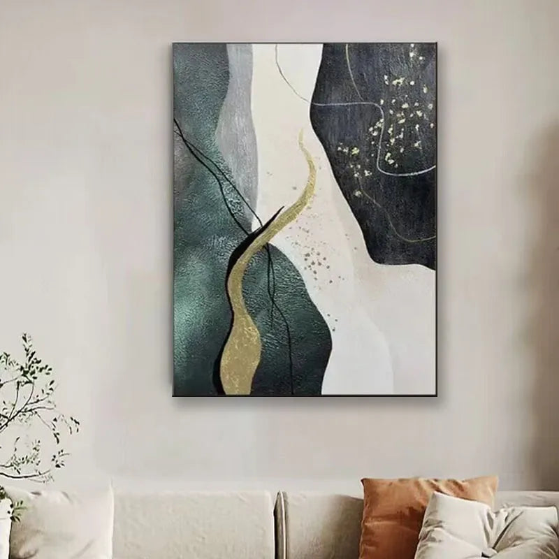 Handmade Gold Foil Acrylic Oil Painting On Canvas Home Decoration Wall Art