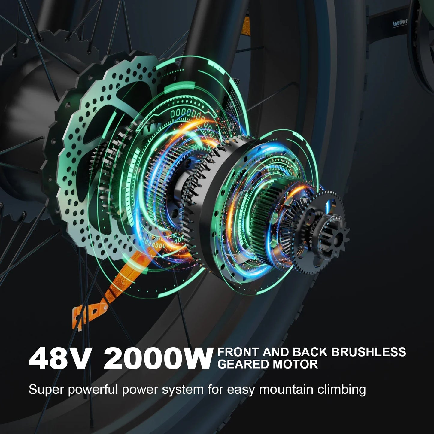 Ebike 48V22.4Ah 2000W Dual Motor 26*4.0 Inch Fat Tire