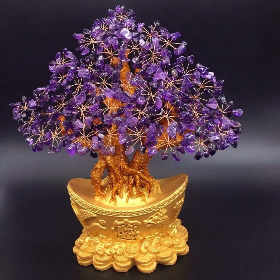 Purple Crystal Money Bag Tree