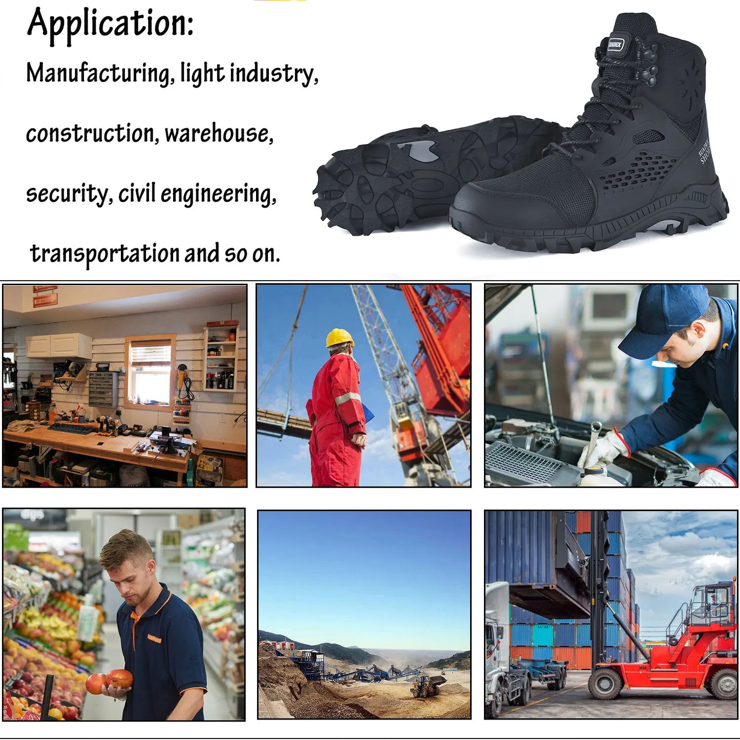 Safety Boots Men Work Shoes Anti-Smashing Steel Toe