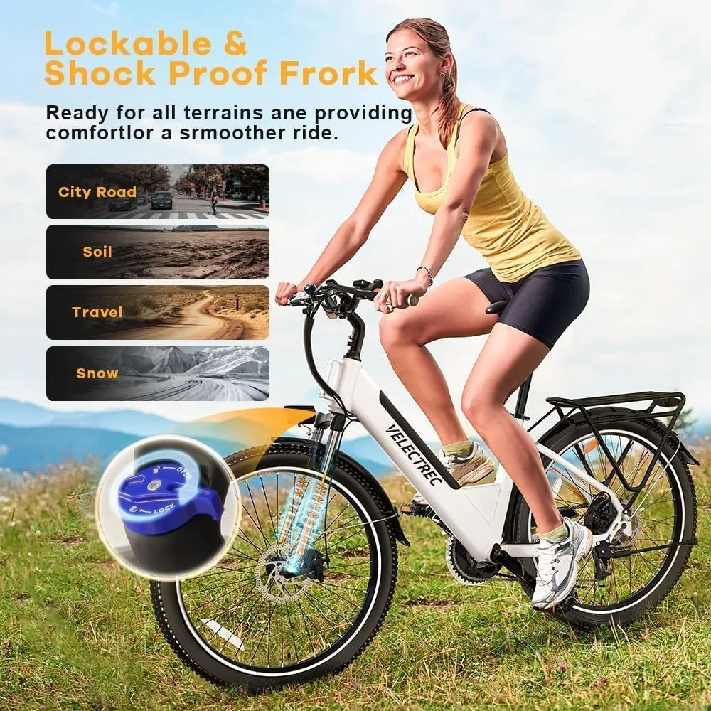 26" Electric Bike 1000W Motor Peak Up to 70 Miles & 28 Mph by Removable Battery