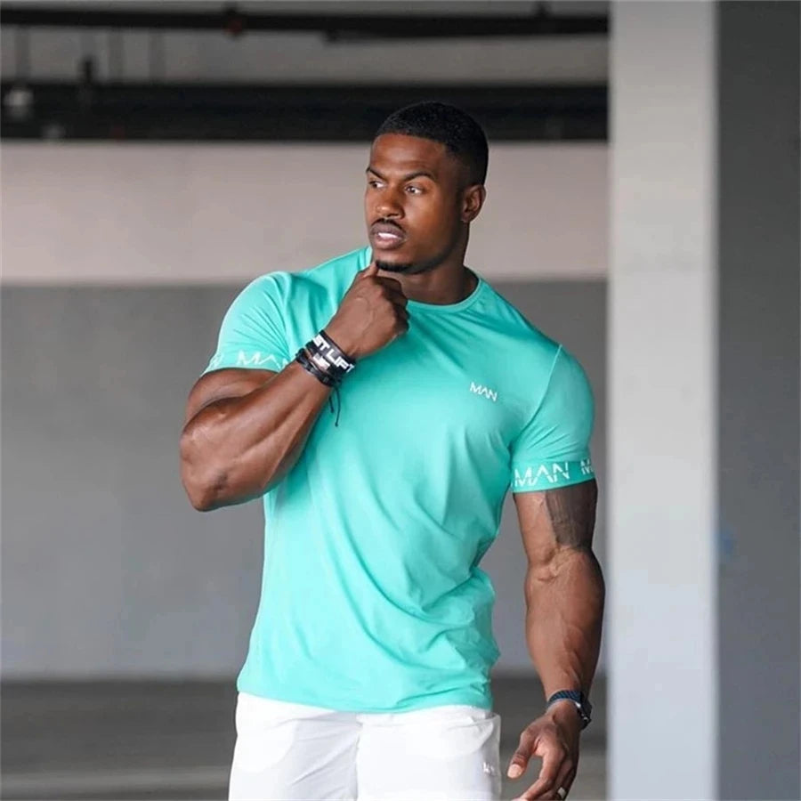 Men Cotton Short Sleeve Workout Gym T-Shirt