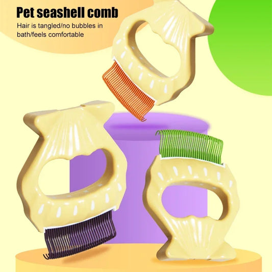 Pet Cat Comb Massage Brush with Shell Shaped Handle