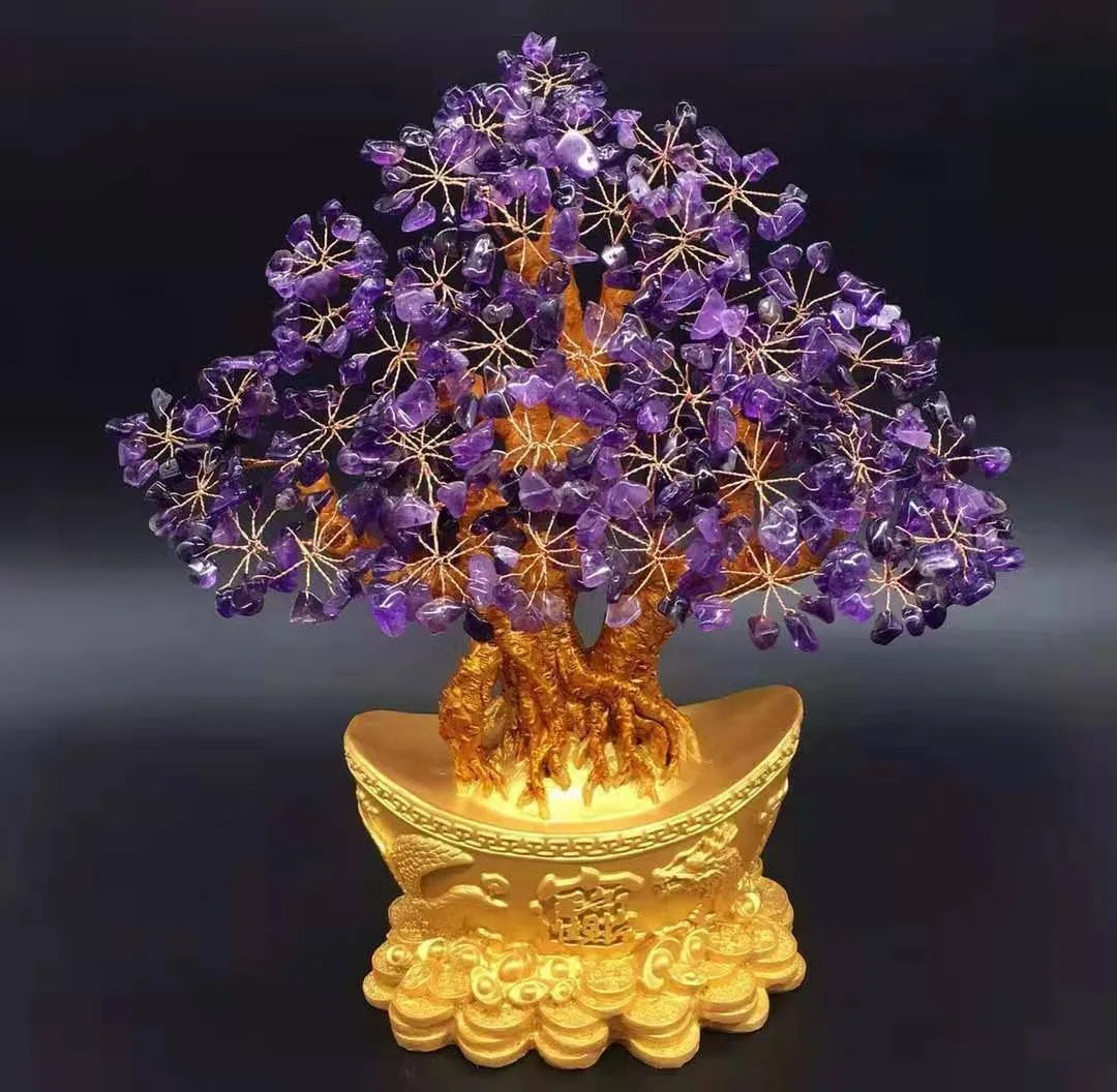 Purple Crystal Money Bag Tree