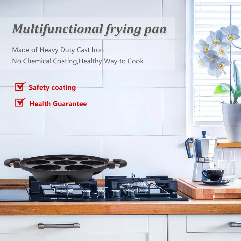 7 Hole Cooking Cake/Omelette Pan Cast Iron