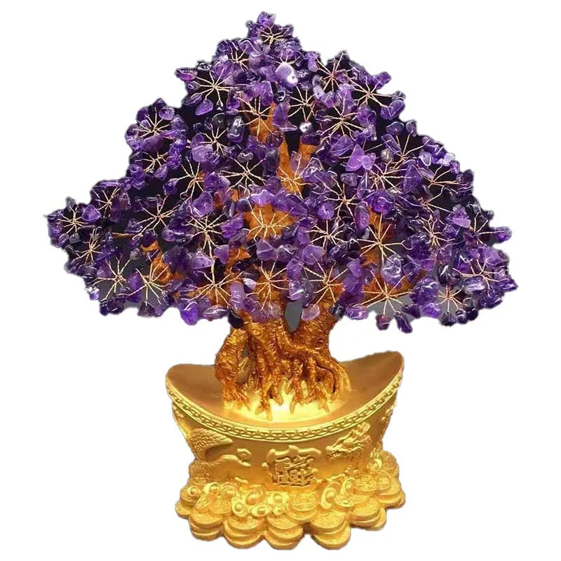 Purple Crystal Money Bag Tree