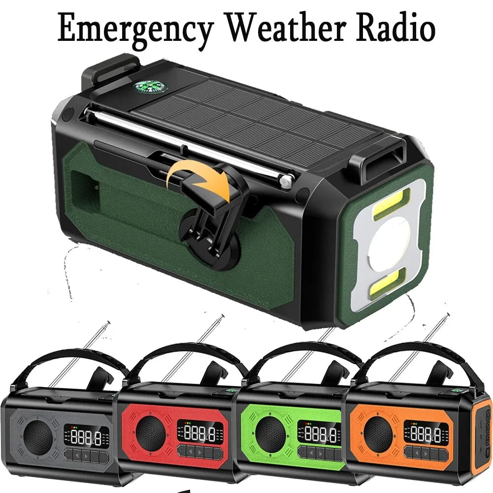 Weather Alert Radio with 2 Solar Panels Solar Hand Crank