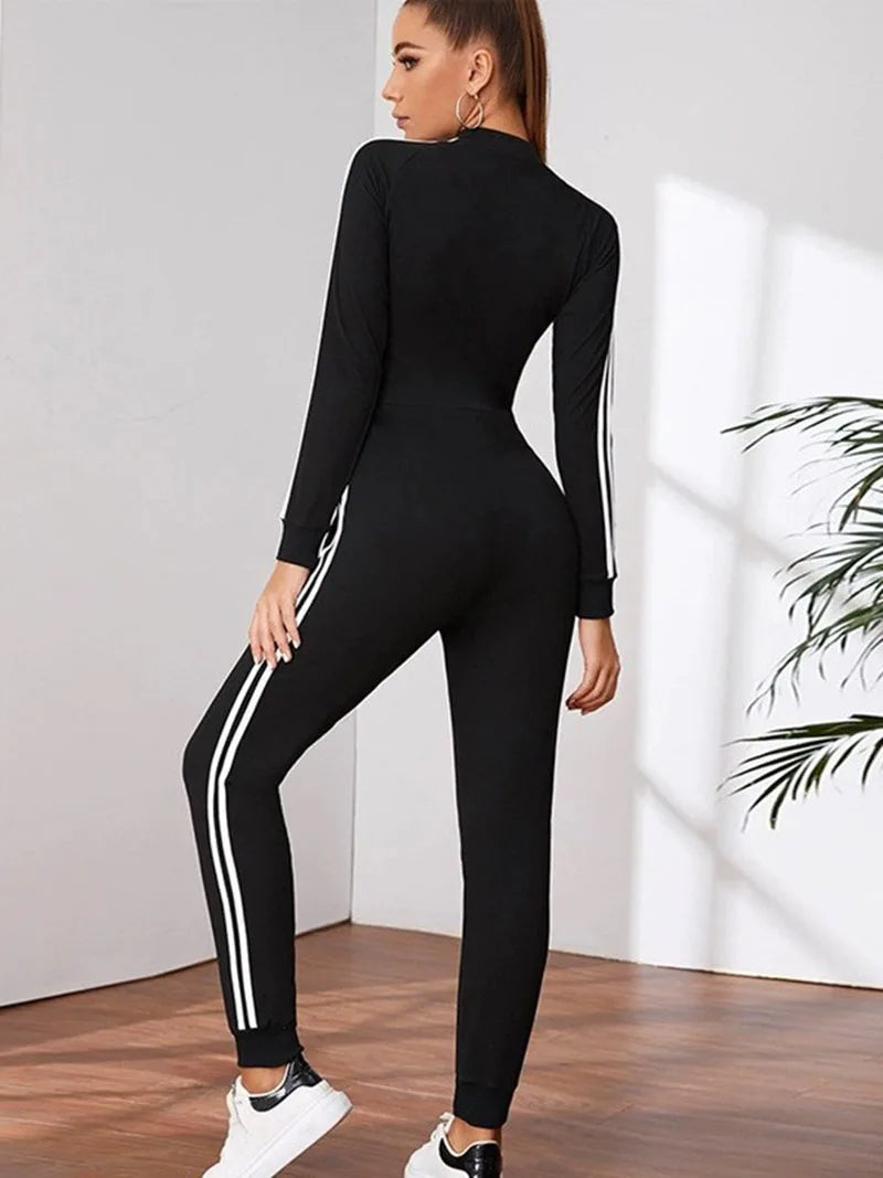 Women Seamless Sports Zipper Jumpsuit Set