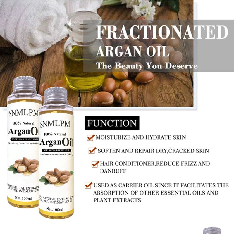 Organic Moroccan Argan Oil For Hair, Skin, Nails, Cuticles, Face