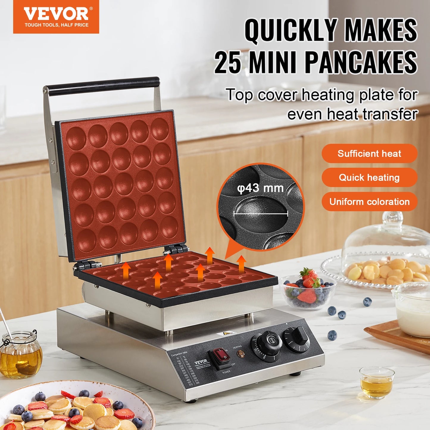 Electric Waffle Maker 25PCS Mini Dutch Pancake Maker