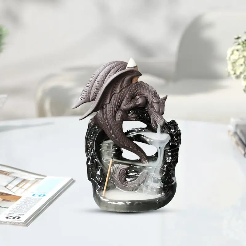 Aromatherapy Ornamental Decor Dragon Statue Fountain Incense Burner