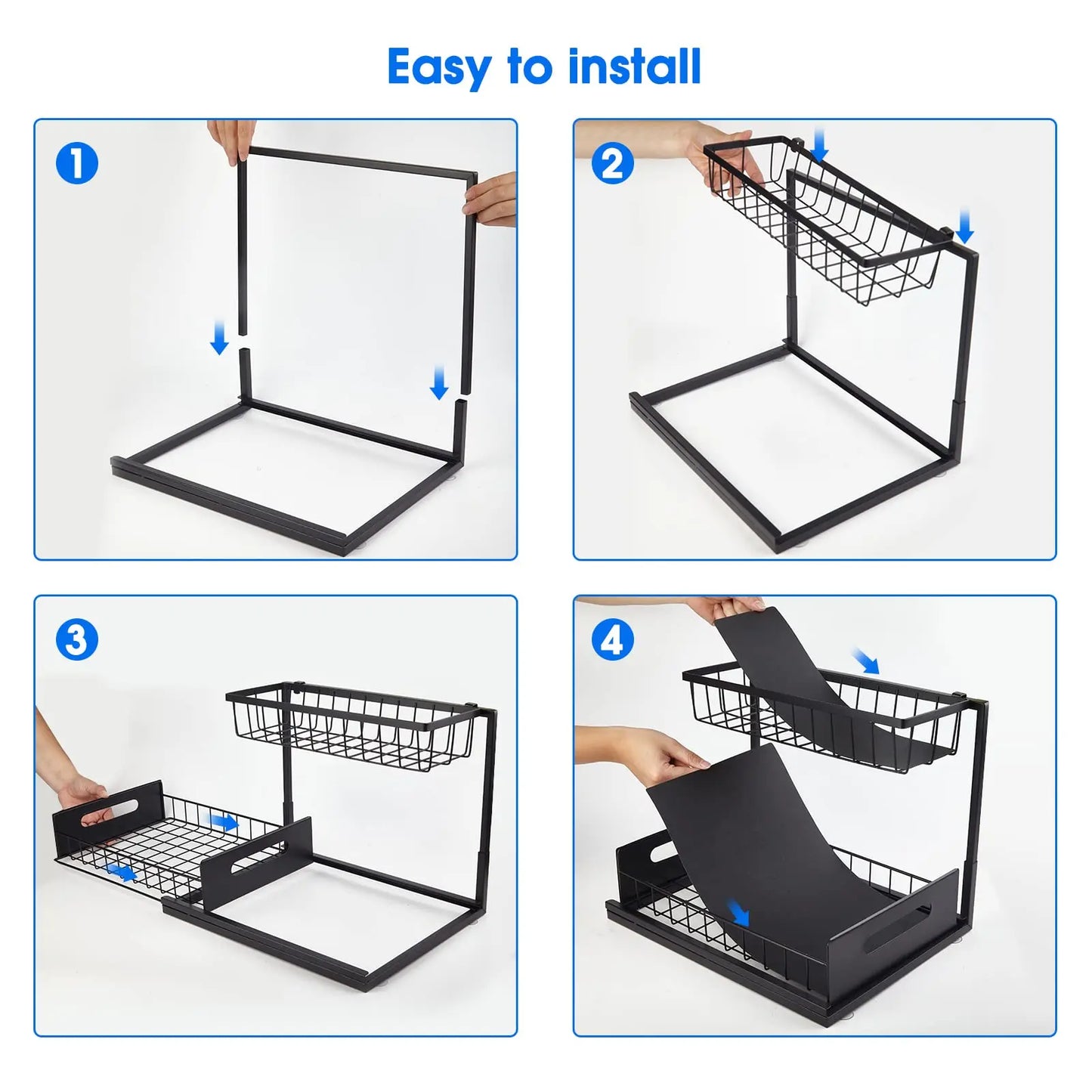 Under Sink 2 Tier Sliding Cabinet Basket Organizer