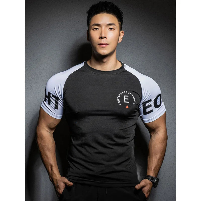 Men's Elastic Sports T-shirt Running Gym tops