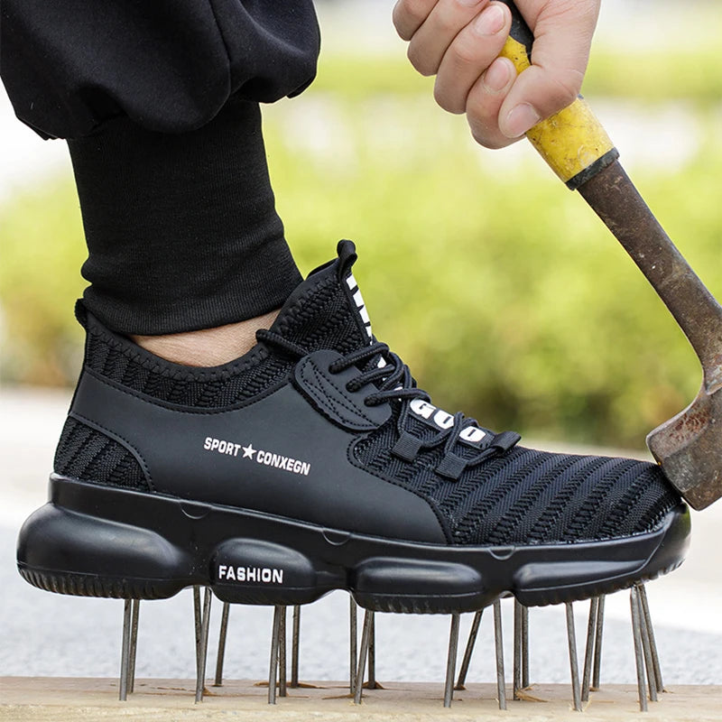 Men's Work Sneakers Steel Toe Puncture-Proof Safety Shoes