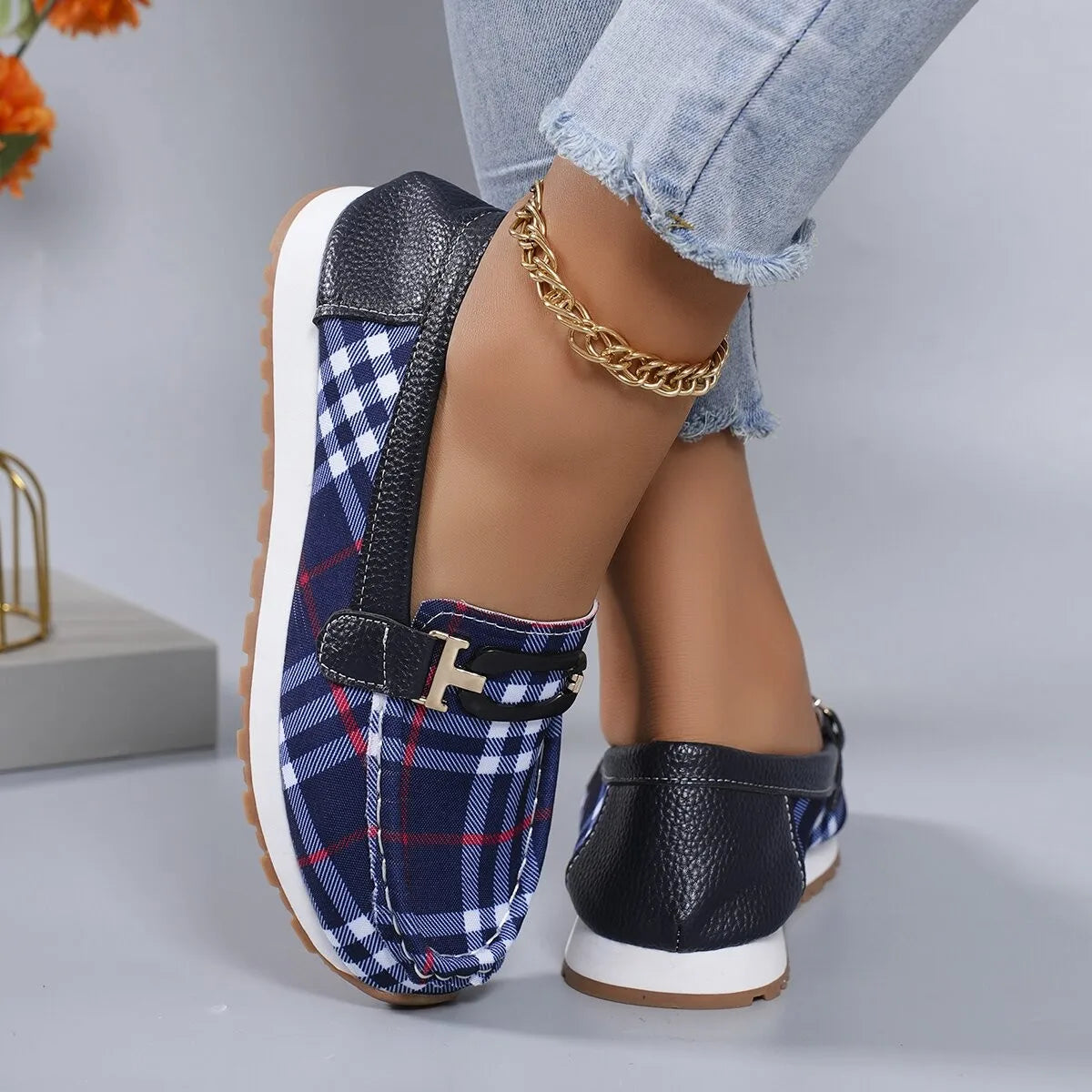 Women's Loafer Canvas Plaid Classic Fashion Non-slip