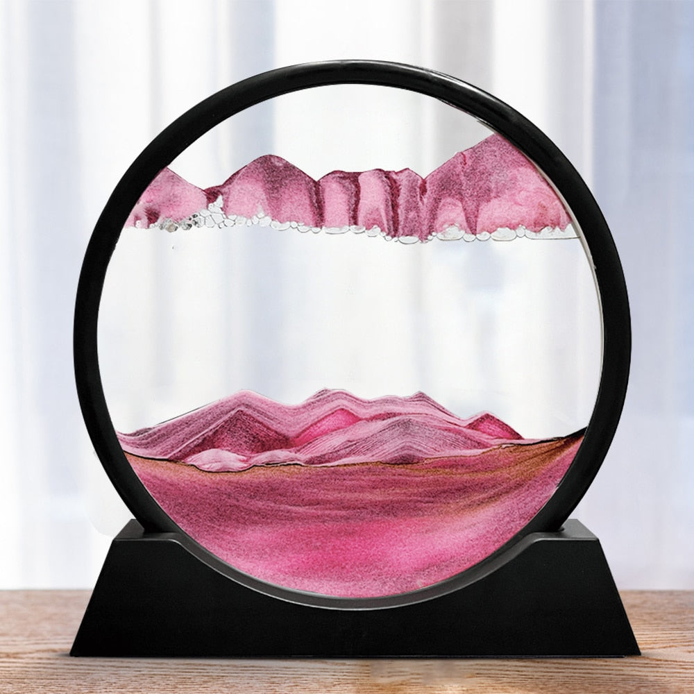 Moving Sand Art Picture Round Glass 3D Hourglass - goodfitforyou23