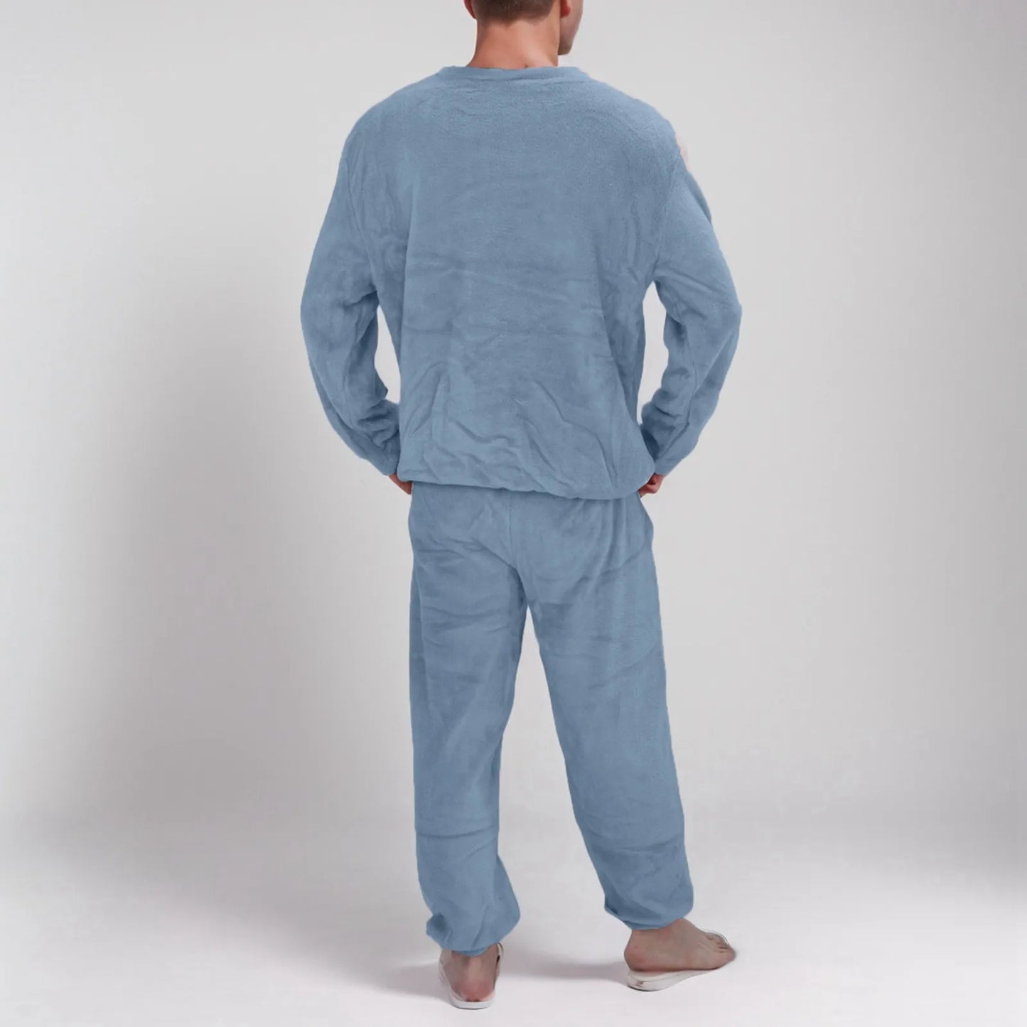 Men's Winter Flannel Pajamas Set Long Sleeve Sleepwear