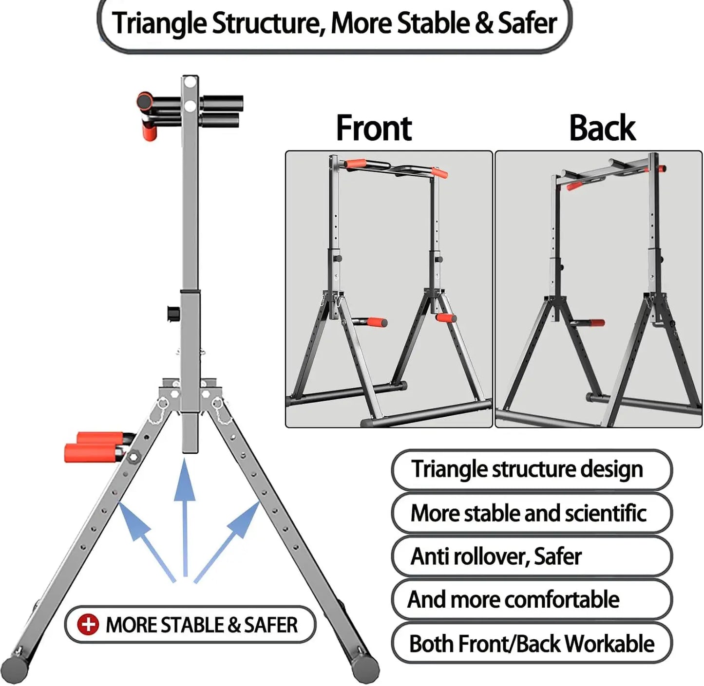 Foldable Power Tower Dip Station Pull Up Bar Station