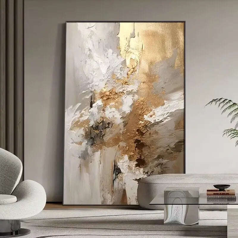 Handmade Gold Foil Acrylic Oil Painting On Canvas Home Decoration Wall Art