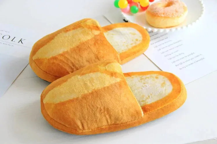 Cotton Plush Warm Bun Bread Home Slippers