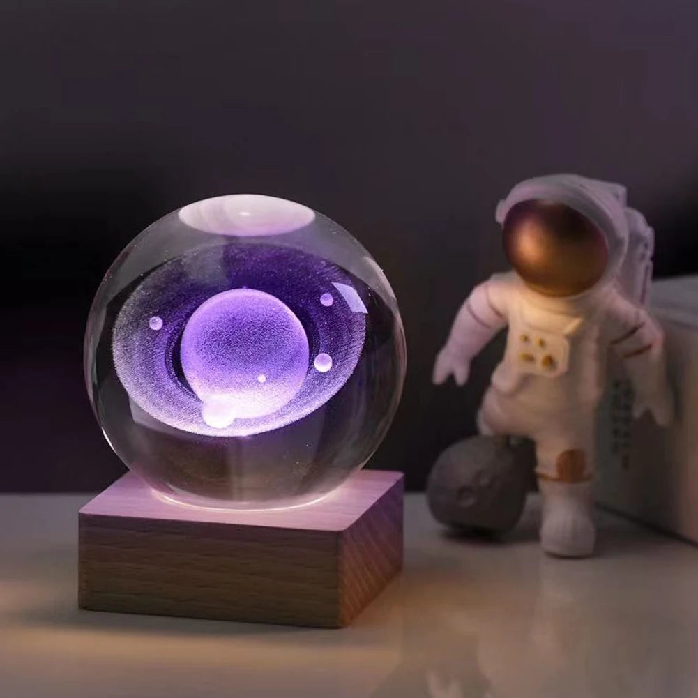 3D Crystal Ball Solar Planet System Globe Astronomy