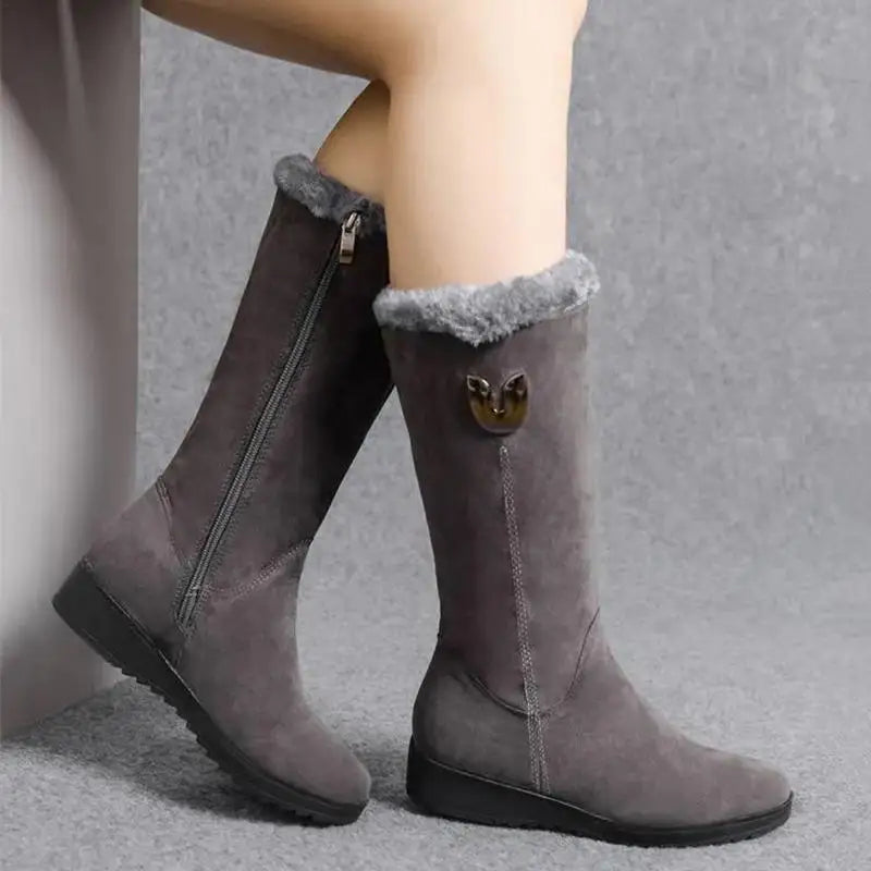 Women's Winter Snow Boots Soft Fleece Lined Waterproof Vintage Wedge