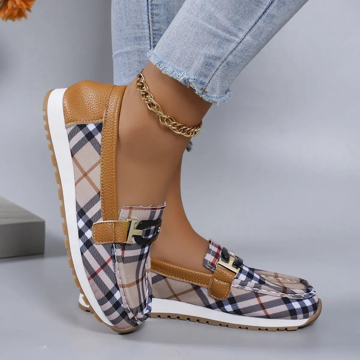 Women's Loafer Canvas Plaid Classic Fashion Non-slip