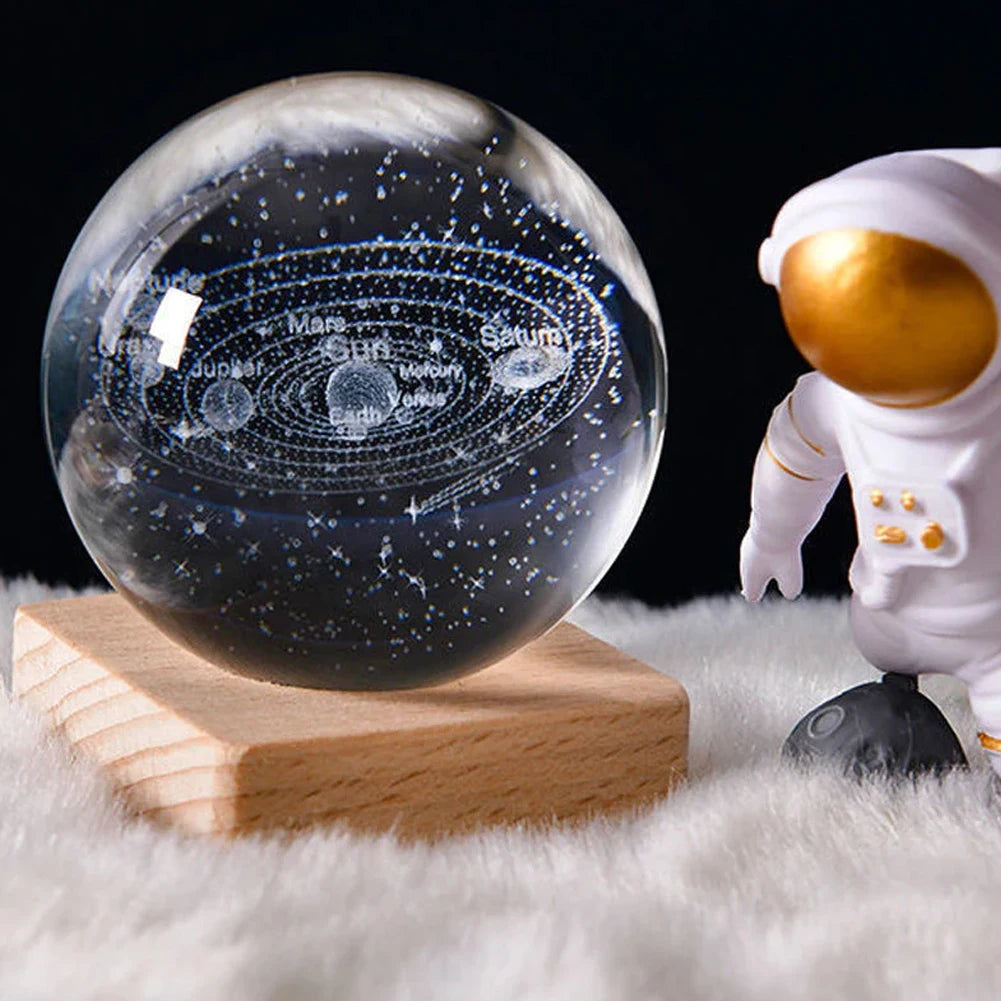 3D Crystal Ball Solar Planet System Globe Astronomy