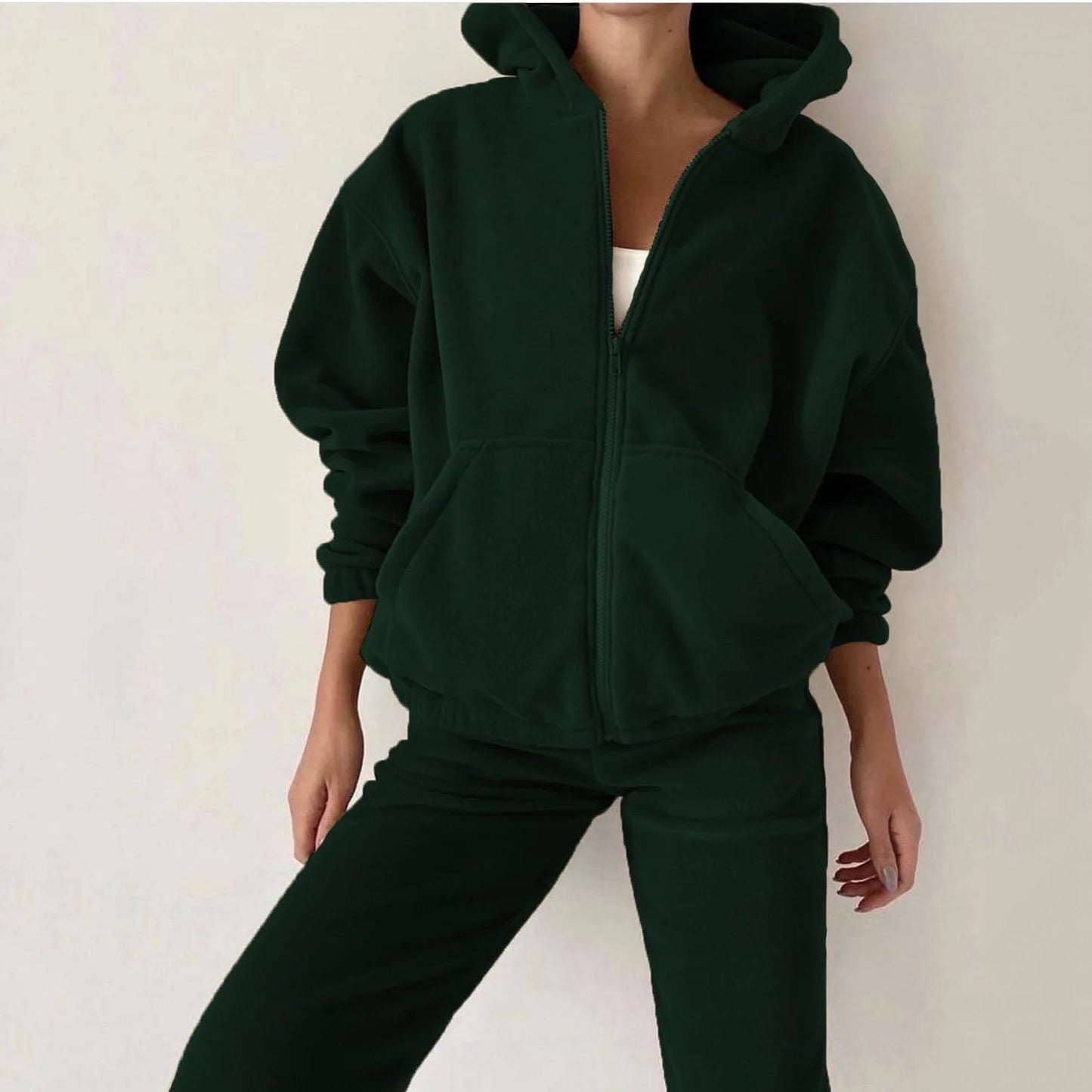 Winter Two Piece Set Women Hooded Tracksuit