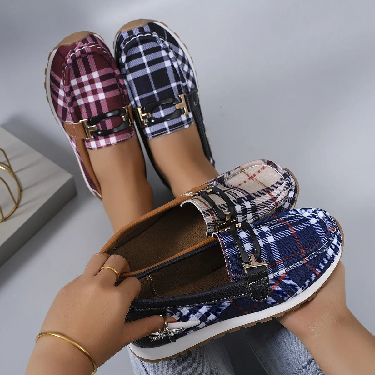 Women's Loafer Canvas Plaid Classic Fashion Non-slip