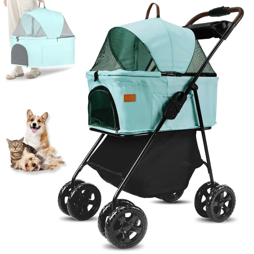 3 in 1 Multifunction Foldable Pet Stroller with Storage Basket