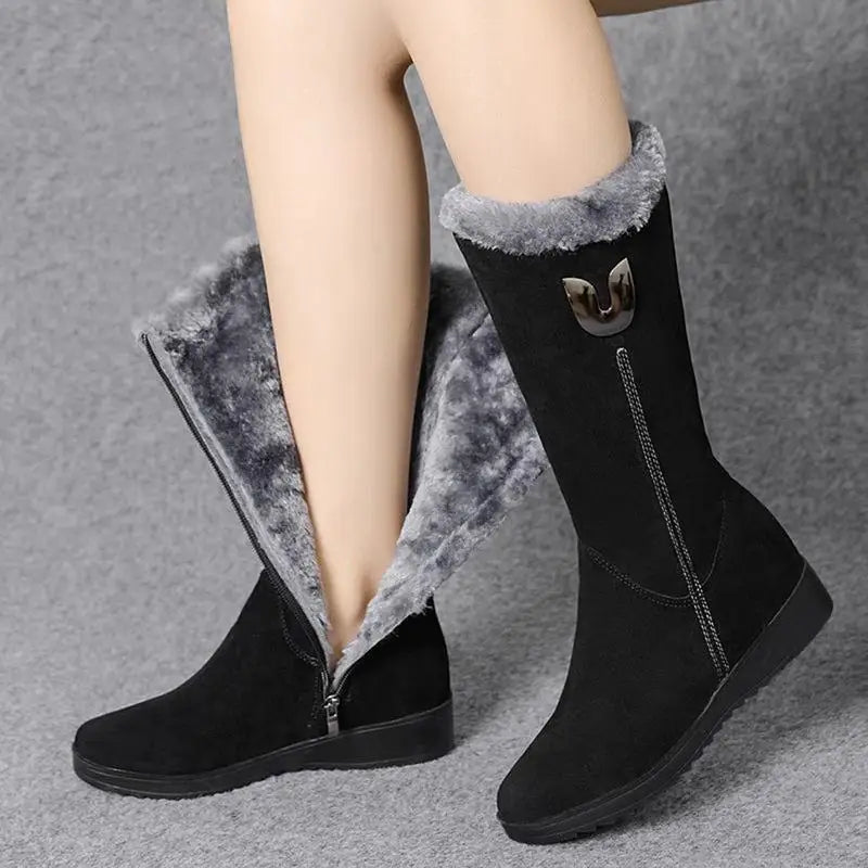 Women's Winter Snow Boots Soft Fleece Lined Waterproof Vintage Wedge