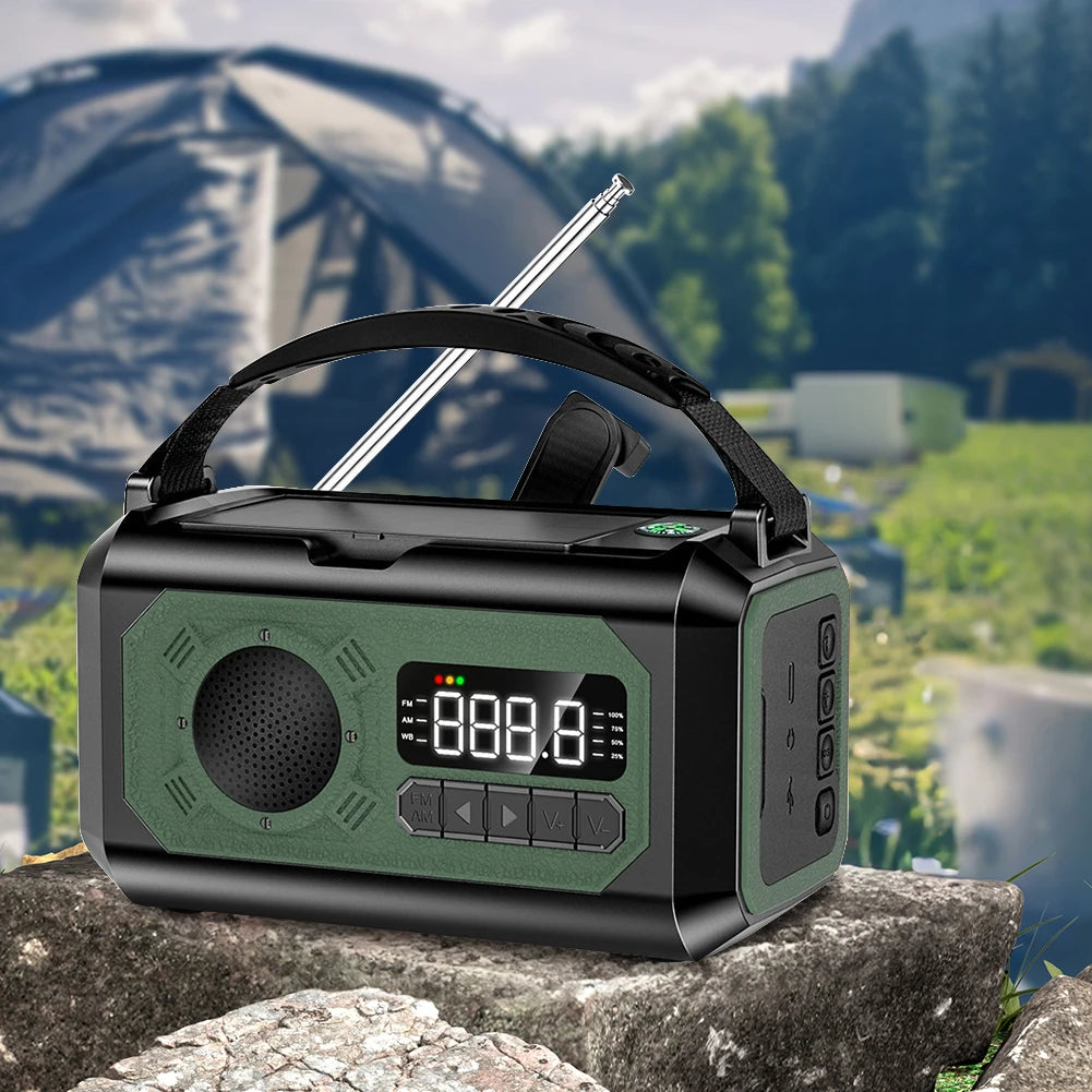 Weather Alert Radio with 2 Solar Panels Solar Hand Crank