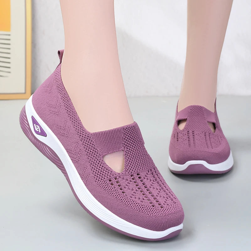 New Comfort Casual Women's Soft Sole Breathable Hollow Out Flat Shoes