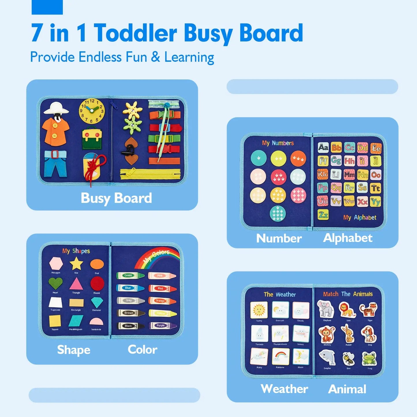 Busy Board Montessori Toys for 1 2 3 4 Years Old